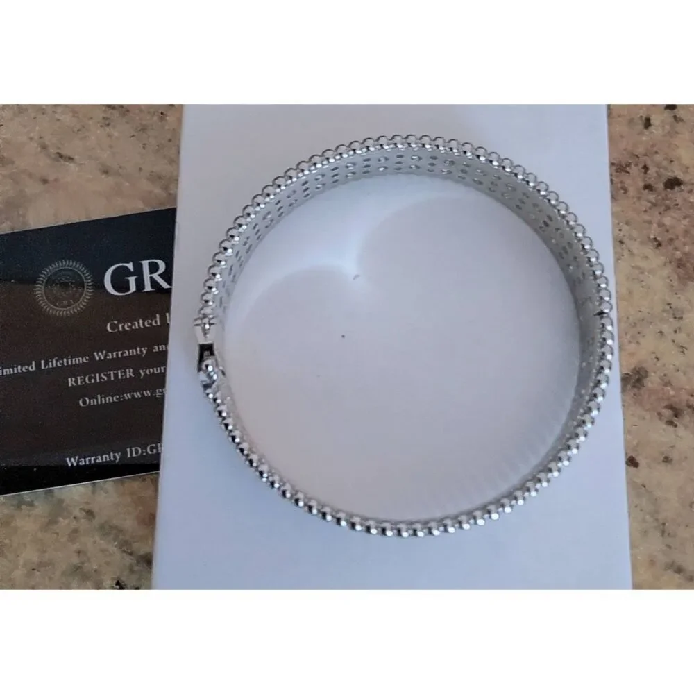 CERTIFIED Genuine Moissanite Diamond 10.8Ct.VVS1 Round Pave Wide Bangle Bracelet